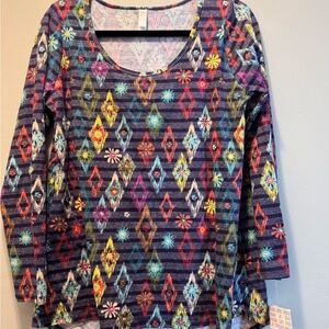 LuLaRoe Multicolor Geometric Long Sleeve Top